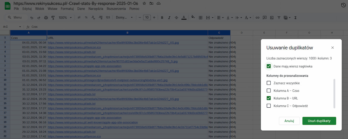 Usuwanie duplikatów w Excel