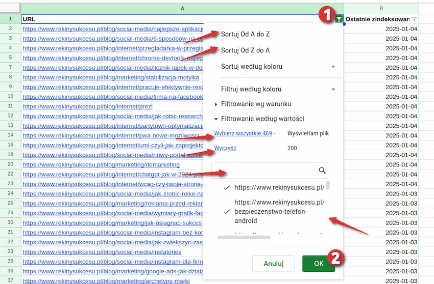 Dodaj widok filtra w Excel